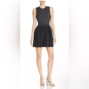 Theory Womens Black And White Striped Stretch Mini Dress Size Small $395 M426